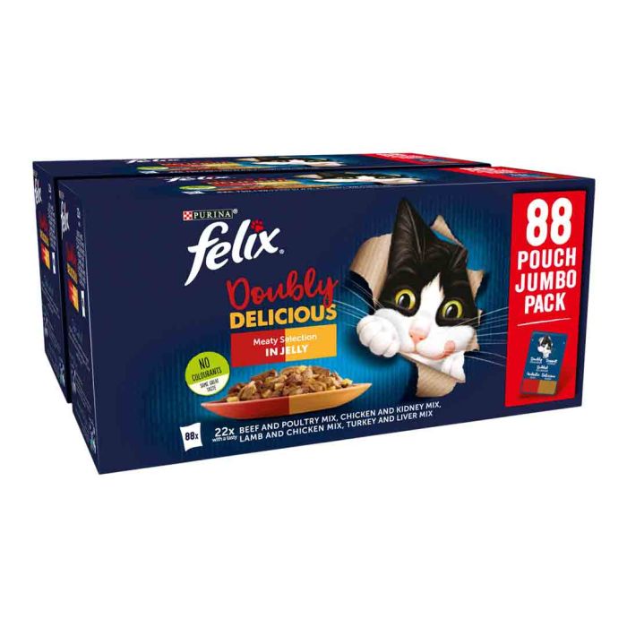 Felix Cat Food As Good As It Looks Doubly Delicious Meat Selection 88x100g