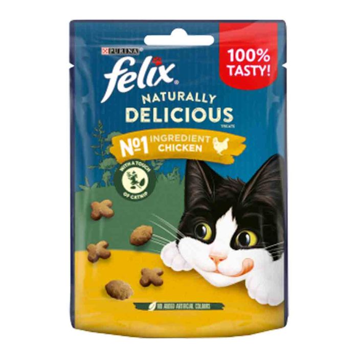 Felix Naturally Delicious Adult Cat Treats with Chicken & Catnip 50g