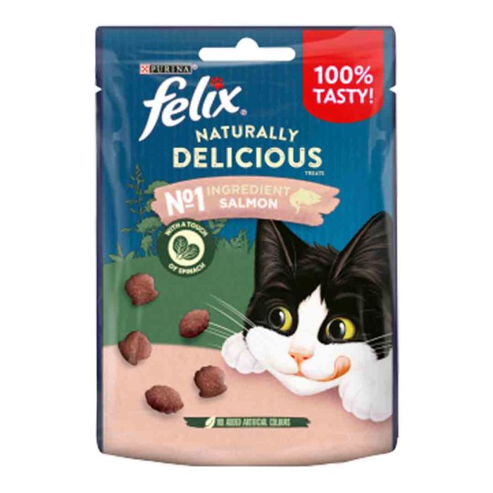 Felix Naturally Delicious Cat Treats with Salmon & Spinach 50g
