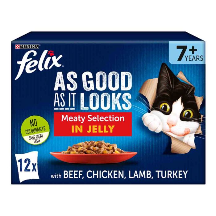 Felix Cat Food As Good As It Looks Pouch Senior Meat Multipack 12x100g