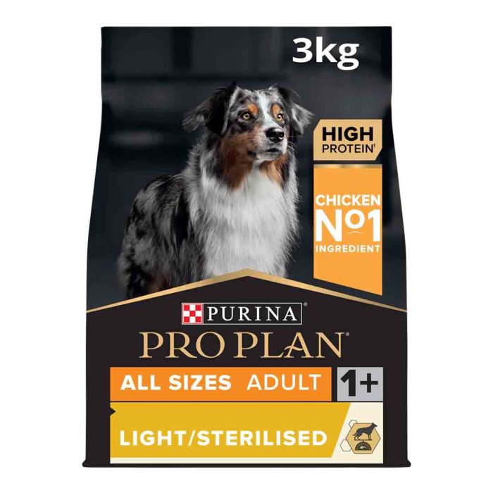 Pro Plan Dog Adult Dog Food Light or Sterilised Chicken 3kg