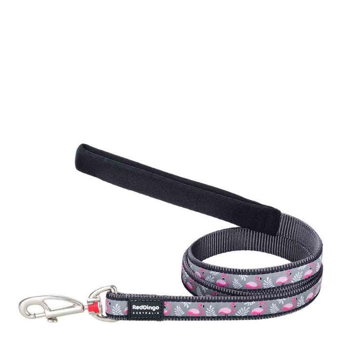 Red Dingo Grey Flamingo Dog Lead Medium