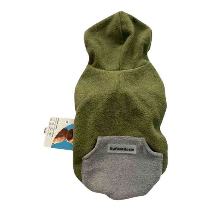 Rufus & Rosie Khaki Fleece Dog Hoodie