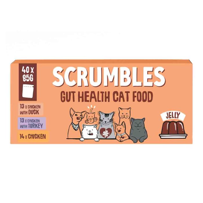 Scrumbles Grain Free Wet Cat Food Pouches Meat & Jelly Selection 40x85g