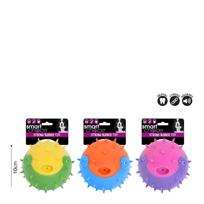 Rubber Puffer Fish Dog Toy with Squeaker