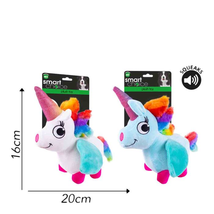 Smart Choice Plush Unicorn with Squeak Dog Toy