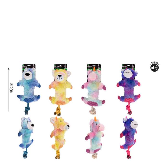 Smart Choice Rainbow Flat Tummy Plush Dog Toy 4 Colours