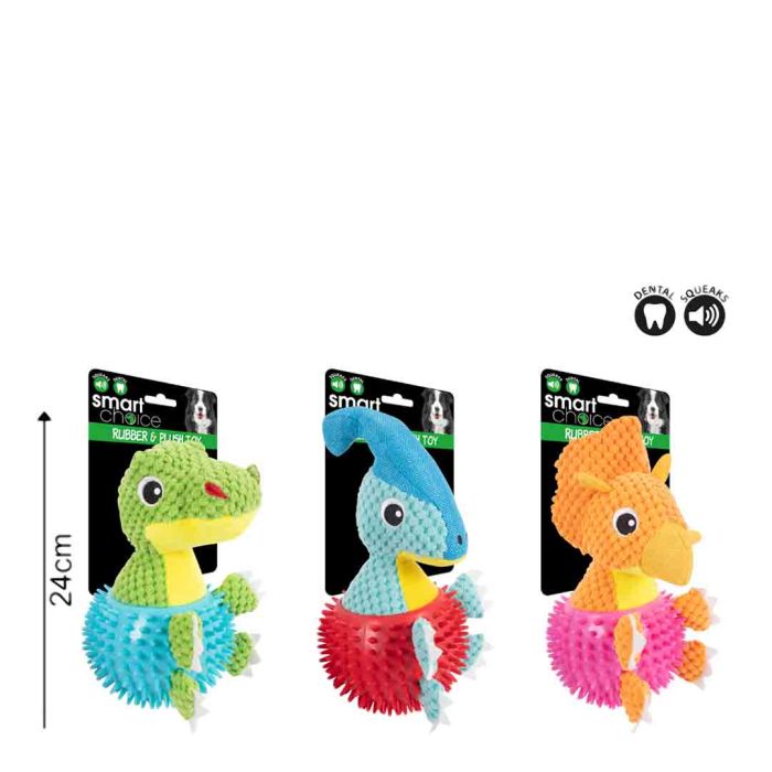 Smart Choice Rubber Dinosaur Dog Toy With Squeaker