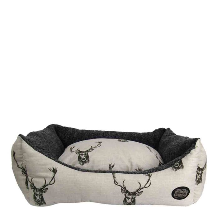 Snug & Cosy Stag Print Medium Dog Bed