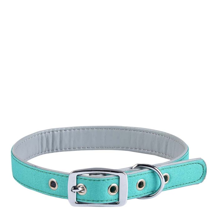 Rufus & Rosie Dog Collar Teal & Grey Medium
