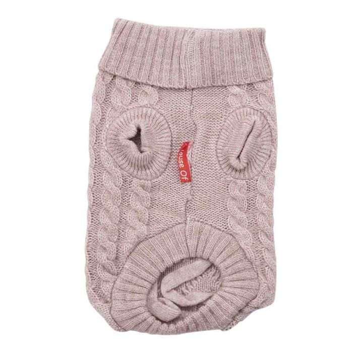 House of Paws Polo Neck Knit 25cm Oatmeal Dog Coat