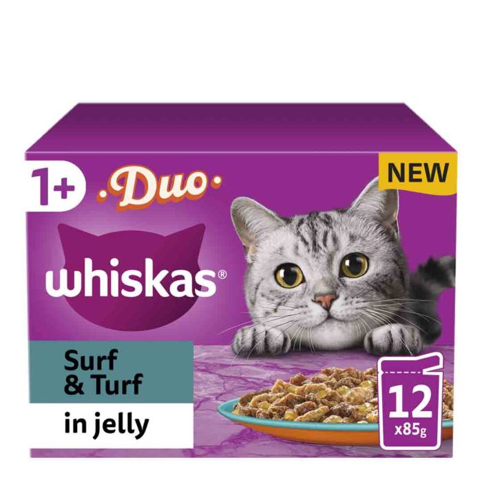 Whiskas Duo Surf & Turf in Jelly 1+ Adult Wet Cat Food Pouches