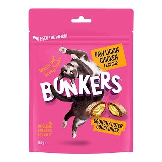 Bonkers Cat Bites, Crunchy & Soft Paw Lickin' Chicken Flavoured Cat Treats 180g