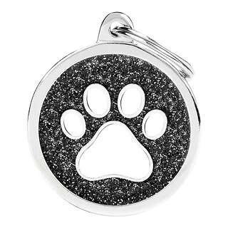 My Family Shine Circle Black White Paw, Dog ID Tag, 3cm