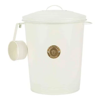 Scruffs Cantina 12L Steel Storage Pet Food Canister & Scoop Cream