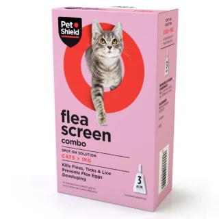 Pet Shield Flea Screen Combo for Cats 3 Pipettes