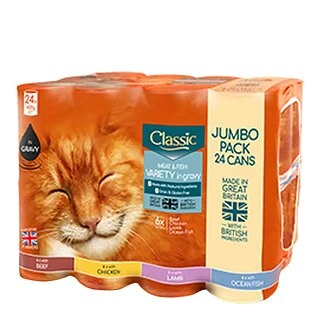 Butcher's Classic Adult Wet Cat Food Meat and Fish in Gravy, 24 x 400g Cans