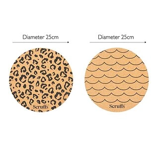 Scruffs Leopard & Wave Print Cork Pet Placemats, 2 Pack