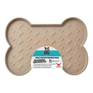 Bad to the Bone Plastic Spill Proof Pet Mat Large Taupe