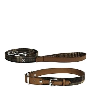 Rosewood Tweed Check Leather Dog Lead