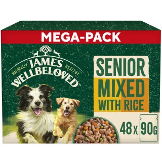 James Wellbeloved Senior Wet Dog Food in Gravy Variety Pack Pouch 48x90g