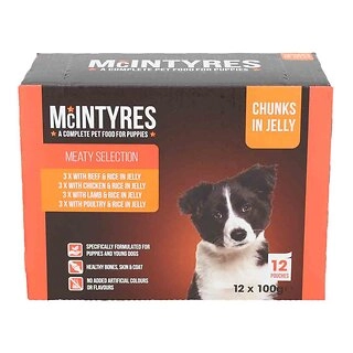 Mcintyres Dog Food Puppy 12x100g Pouch in Jelly