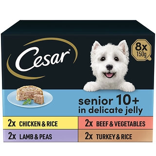 Cesar Senior Wet Dog Food Trays Meat in Delicate Jelly 8x150g