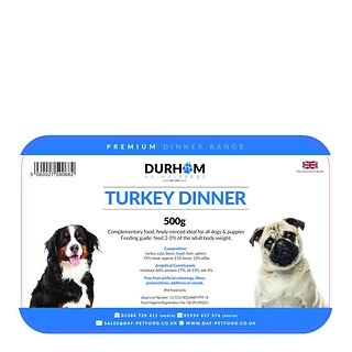 Durham Turkey Dinner, Raw Dog Food, 500g